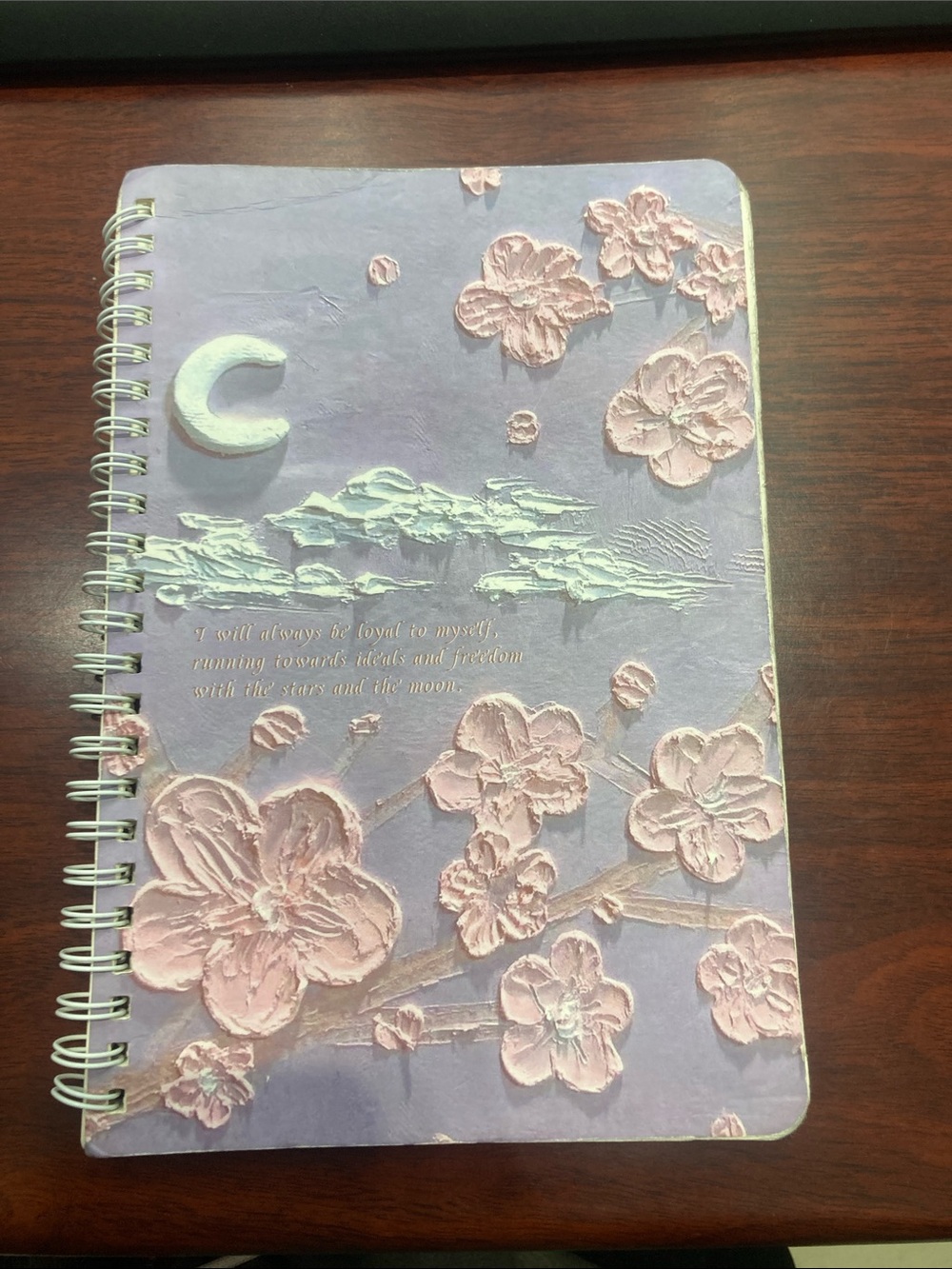 Lavender Floral Embossed Spiral Notebook - Decorative Home Accent